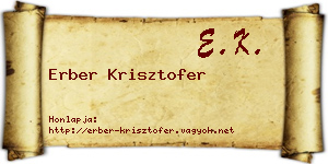 Erber Krisztofer névjegykártya